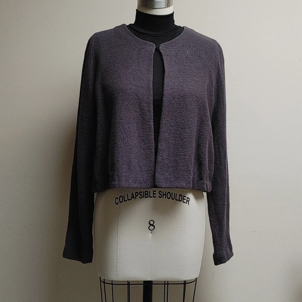 Vintage Linda Allard Ellen Tracy Wool Crop Sweater in Eggplant XL